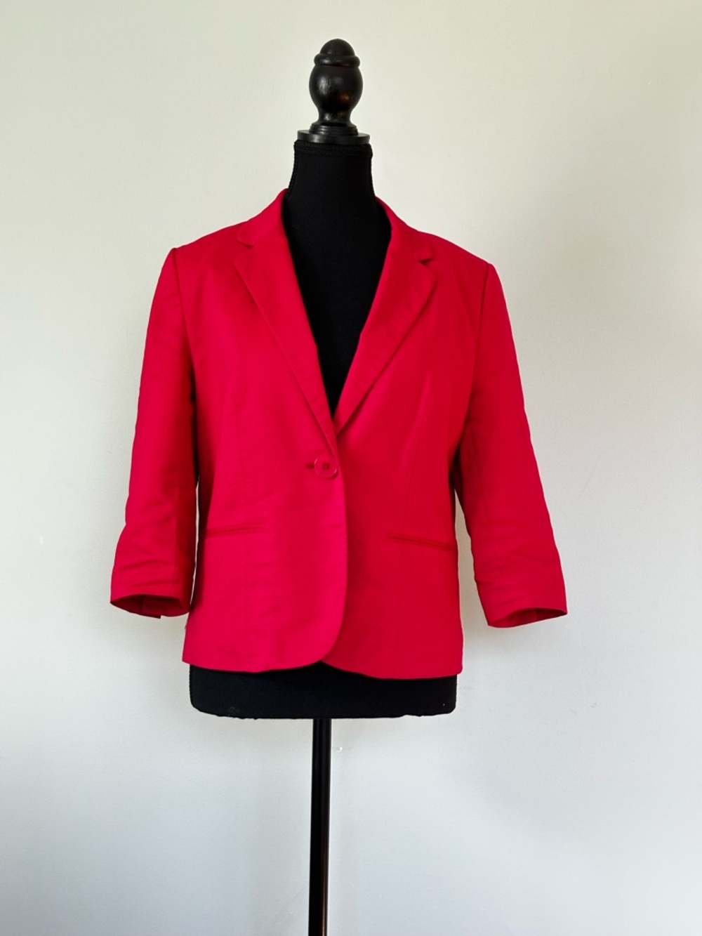 RW&CO Cherry Red Tailored Blazer Linen Blend Medium